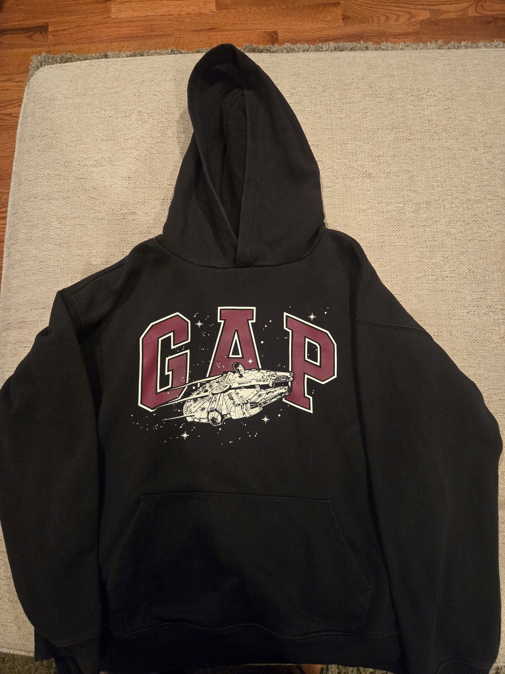 GAP Kids Black Hoodie with Maroon Logo